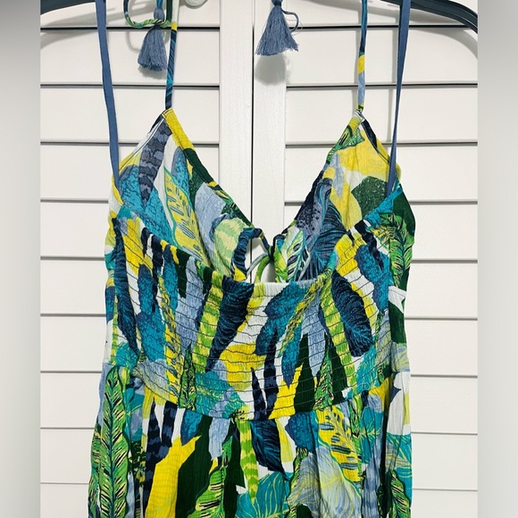 NWT Aerie Halter Beach Maxi Sundress Marbled Blue - Picture 6 of 9